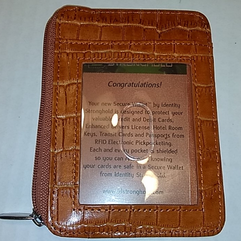 Id stronghold leather secure wallet.